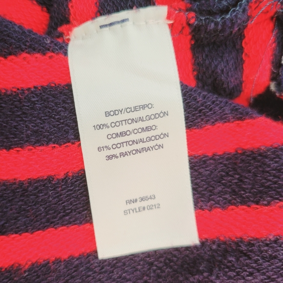 Preppy IZOD Red & Navy Stripped Cotton Top Size M - Picture 6 of 7